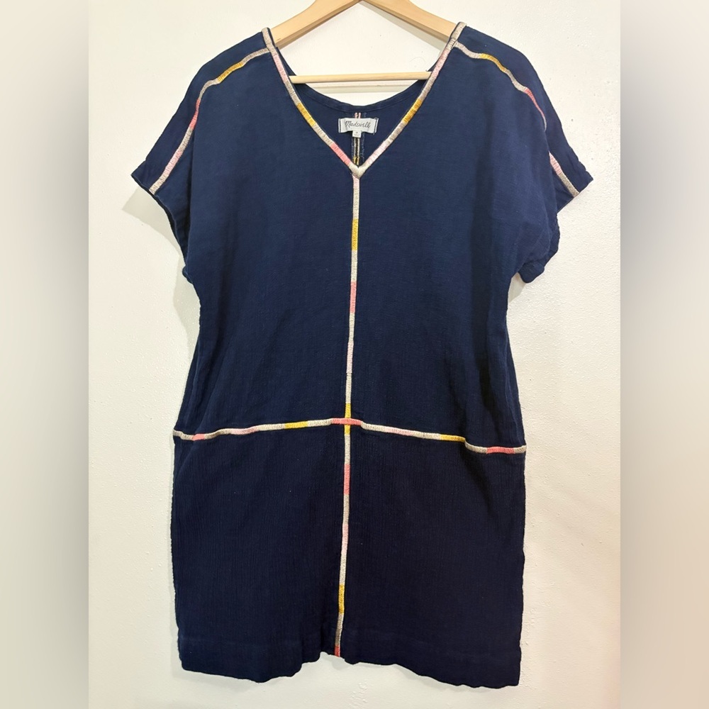 Madewell Isadora Embroidered Shift Dress Size Medium Blue 100% Cotton - Picture 2 of 7